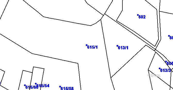Parcela st. 615/1 v KÚ Chlum u Volar, Katastrální mapa