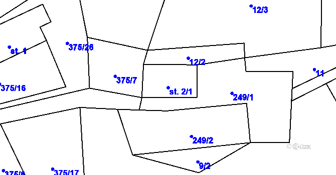 Parcela st. 2/1 v KÚ Krejčovice, Katastrální mapa