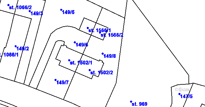 Parcela st. 149/8 v KÚ Volary, Katastrální mapa