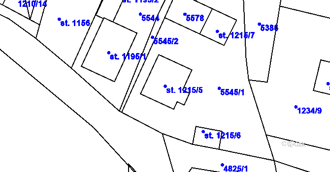 Parcela st. 1215/5 v KÚ Volary, Katastrální mapa