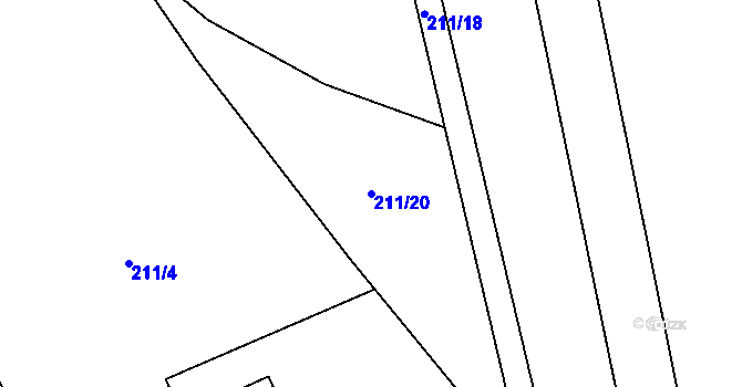 Parcela st. 211/20 v KÚ Volary, Katastrální mapa