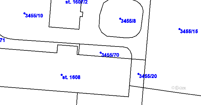 Parcela st. 3455/70 v KÚ Volary, Katastrální mapa