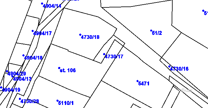 Parcela st. 4730/17 v KÚ Volary, Katastrální mapa