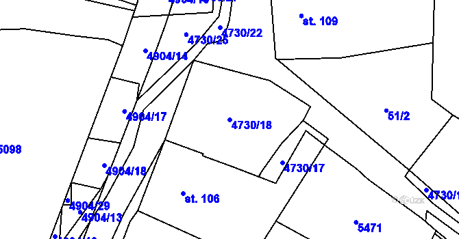 Parcela st. 4730/18 v KÚ Volary, Katastrální mapa