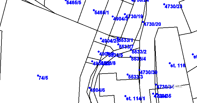 Parcela st. 4904/9 v KÚ Volary, Katastrální mapa