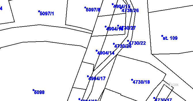 Parcela st. 4904/14 v KÚ Volary, Katastrální mapa