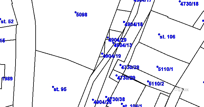 Parcela st. 4904/19 v KÚ Volary, Katastrální mapa