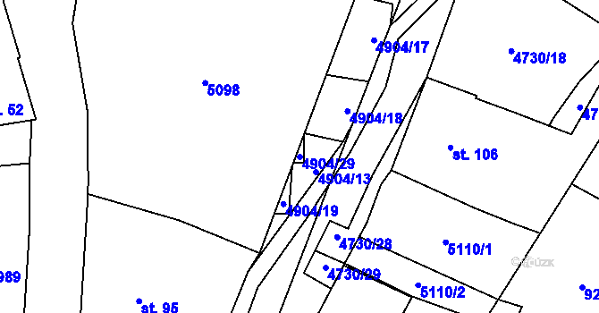 Parcela st. 4904/29 v KÚ Volary, Katastrální mapa