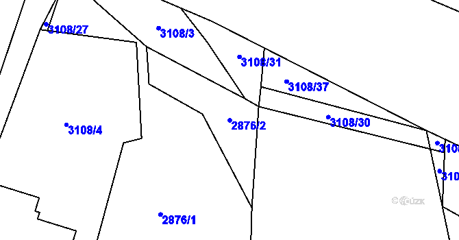 Parcela st. 2876/2 v KÚ Volary, Katastrální mapa