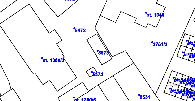 Parcela st. 5573 v KÚ Volary, Katastrální mapa