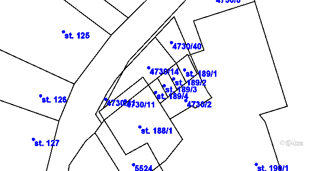 Parcela st. 189/3 v KÚ Volary, Katastrální mapa