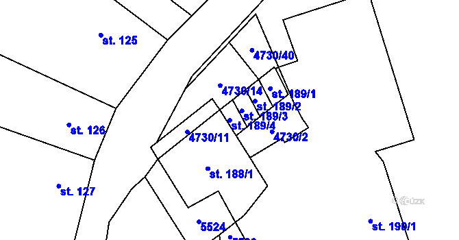 Parcela st. 189/4 v KÚ Volary, Katastrální mapa