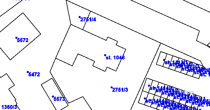 Parcela st. 1048 v KÚ Volary, Katastrální mapa