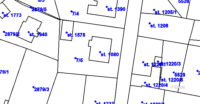 Parcela st. 1080 v KÚ Volary, Katastrální mapa