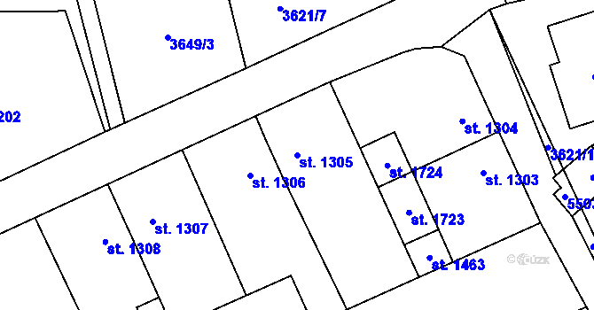 Parcela st. 1305 v KÚ Volary, Katastrální mapa