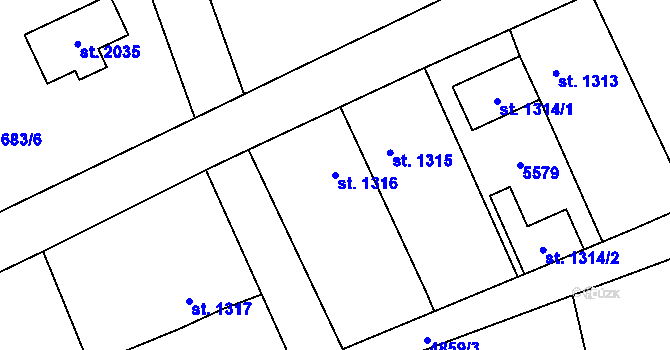 Parcela st. 1316 v KÚ Volary, Katastrální mapa