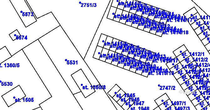 Parcela st. 1415/4 v KÚ Volary, Katastrální mapa