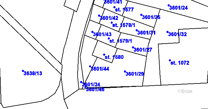 Parcela st. 1580 v KÚ Volary, Katastrální mapa
