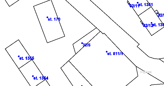 Parcela st. 32/5 v KÚ Volary, Katastrální mapa