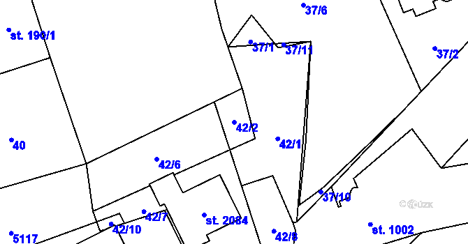 Parcela st. 42/2 v KÚ Volary, Katastrální mapa