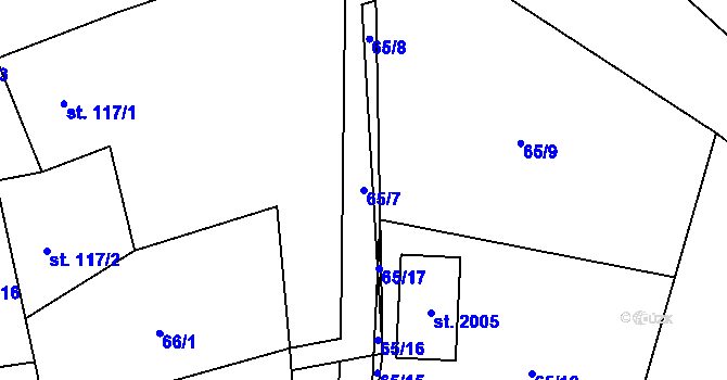 Parcela st. 65/7 v KÚ Volary, Katastrální mapa