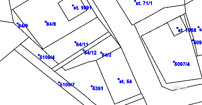Parcela st. 84/2 v KÚ Volary, Katastrální mapa