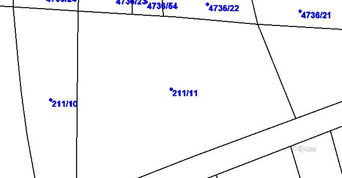 Parcela st. 211/11 v KÚ Volary, Katastrální mapa