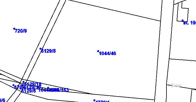 Parcela st. 1044/46 v KÚ Volary, Katastrální mapa