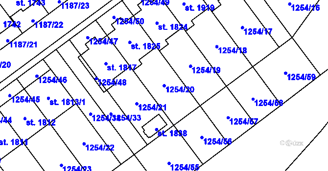 Parcela st. 1254/20 v KÚ Volary, Katastrální mapa