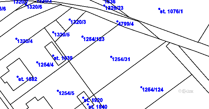 Parcela st. 1254/31 v KÚ Volary, Katastrální mapa