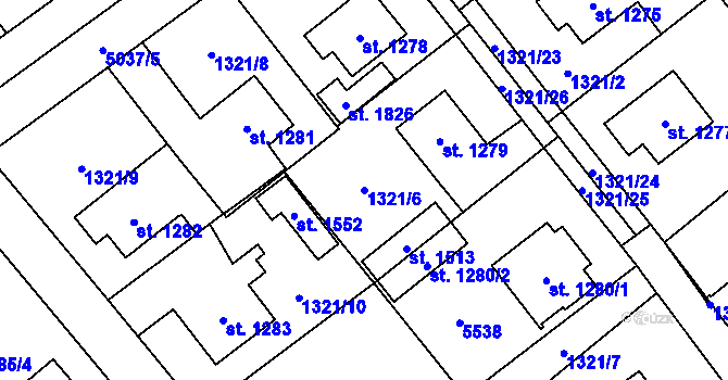 Parcela st. 1321/6 v KÚ Volary, Katastrální mapa