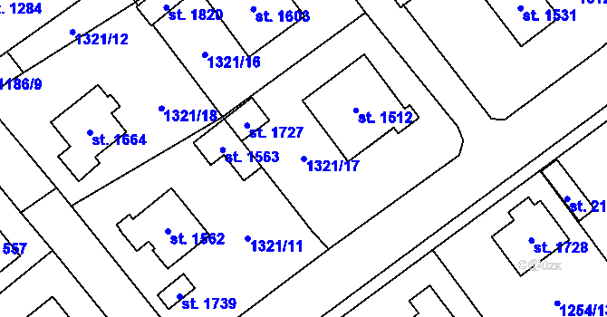 Parcela st. 1321/17 v KÚ Volary, Katastrální mapa