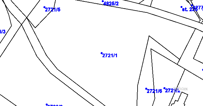 Parcela st. 2721/1 v KÚ Volary, Katastrální mapa