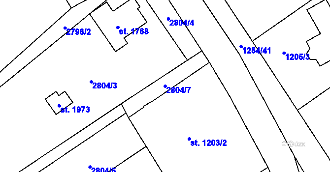 Parcela st. 2804/7 v KÚ Volary, Katastrální mapa