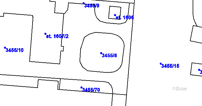 Parcela st. 3455/8 v KÚ Volary, Katastrální mapa