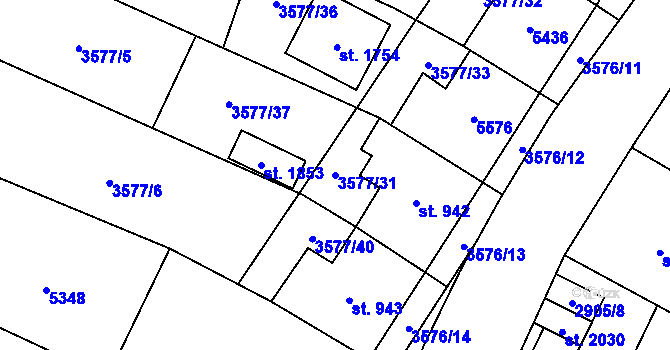 Parcela st. 3577/31 v KÚ Volary, Katastrální mapa