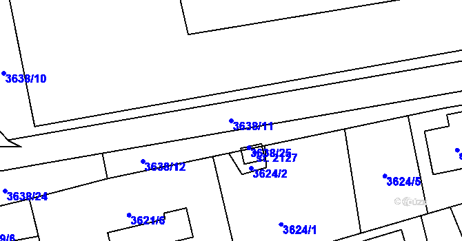 Parcela st. 3638/11 v KÚ Volary, Katastrální mapa