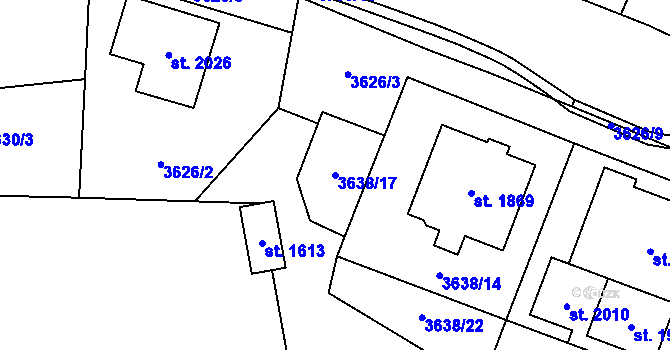Parcela st. 3638/17 v KÚ Volary, Katastrální mapa