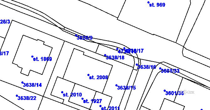 Parcela st. 3638/18 v KÚ Volary, Katastrální mapa