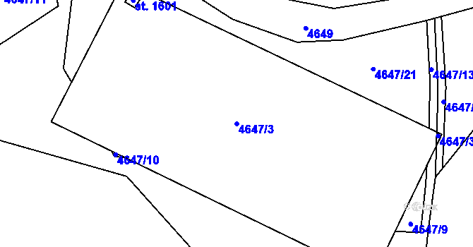 Parcela st. 4647/3 v KÚ Volary, Katastrální mapa