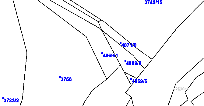 Parcela st. 4869/1 v KÚ Volary, Katastrální mapa