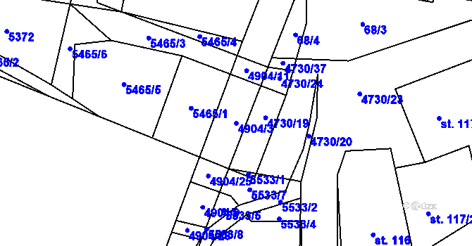 Parcela st. 4904/3 v KÚ Volary, Katastrální mapa
