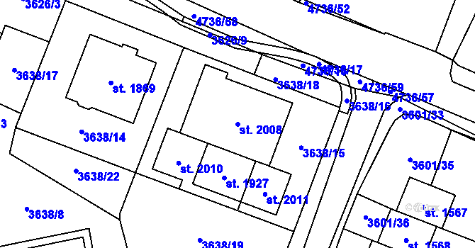 Parcela st. 2008 v KÚ Volary, Katastrální mapa