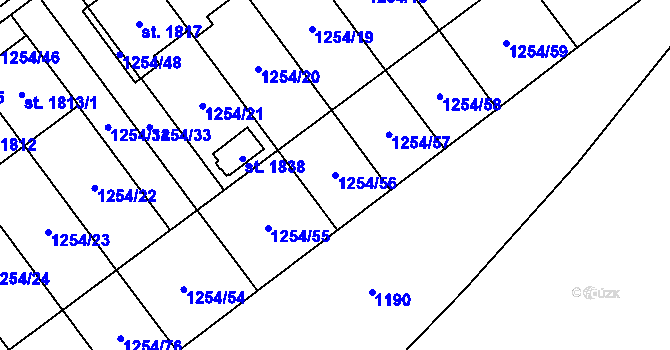 Parcela st. 1254/56 v KÚ Volary, Katastrální mapa
