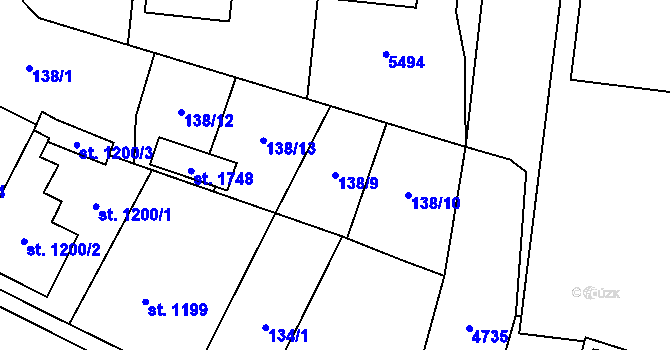 Parcela st. 138/9 v KÚ Volary, Katastrální mapa