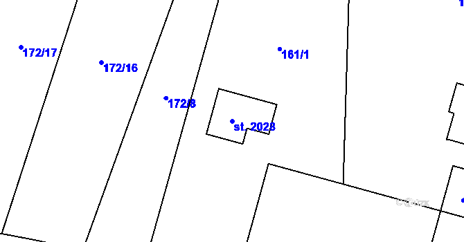 Parcela st. 2028 v KÚ Volary, Katastrální mapa