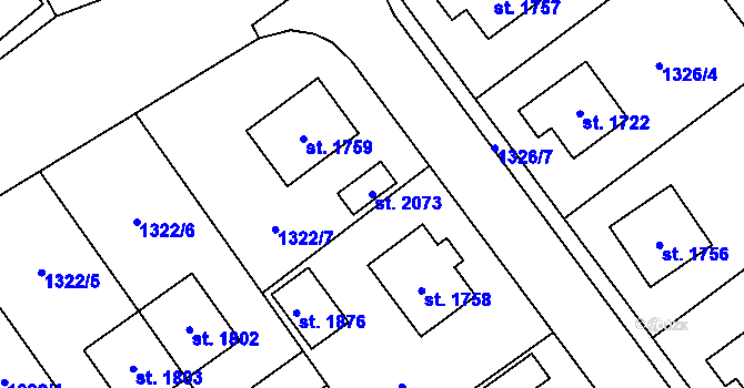 Parcela st. 2073 v KÚ Volary, Katastrální mapa