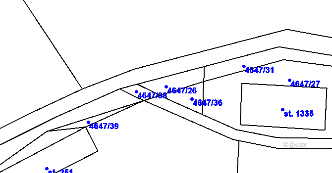Parcela st. 4647/26 v KÚ Volary, Katastrální mapa