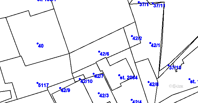 Parcela st. 42/6 v KÚ Volary, Katastrální mapa