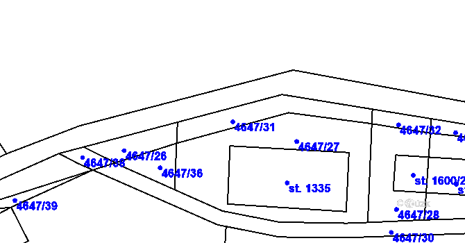 Parcela st. 4647/31 v KÚ Volary, Katastrální mapa
